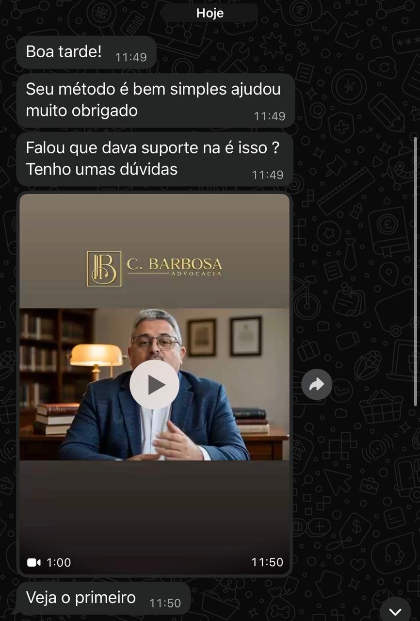 Depoimento de cliente no WhatsApp